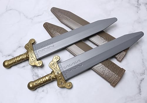 Miniatura 8 de Espada y funda de plástico de 19 pulgadas para jugar al aire libre, juego de espada guerrera romana con correa elástica de 22 pulgadas para