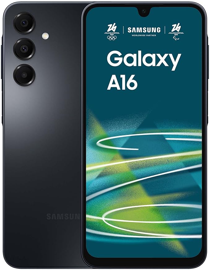 Samsung Galaxy A16, 3 anni di Garanzia del produttore, Android 14, Display Super AMOLED 6.7" FHD+, 4GB RAM, 128GB, Batteria 5.000 mAh, IP54, memoria espandibile, Black [Versione Italiana]