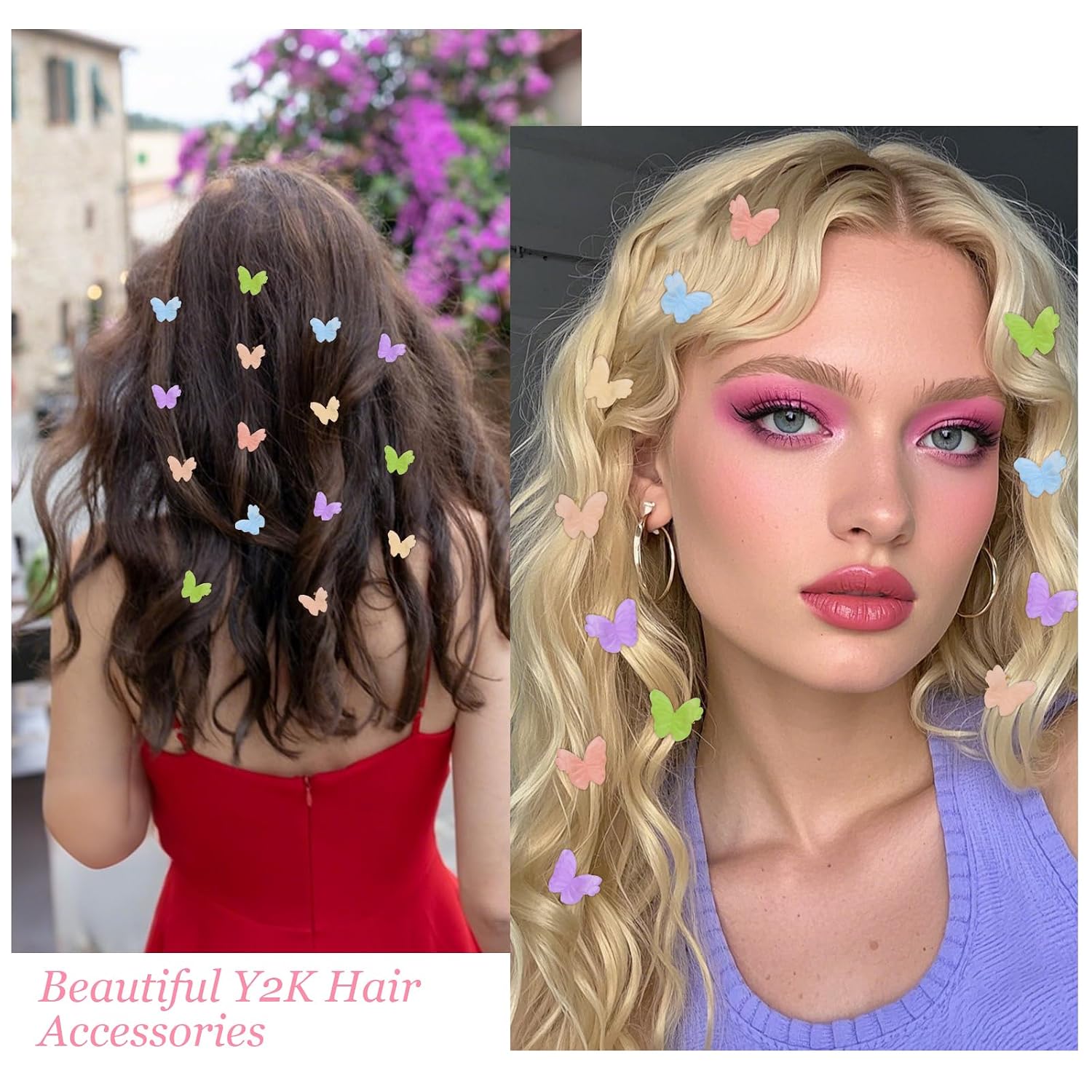 100Pcs Mini Butterfly Hair Clips Small Claw Clips Colorful Y2K 90s Hair Accessories for Women Girls Cute Tiny Hair Clips (6 Mixed Colors)