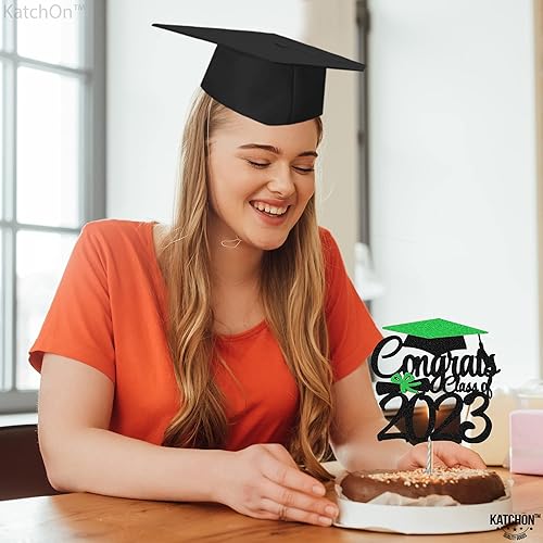 Miniatura 6 de KatchOn, Decoración para pastel de graduación con purpurina – grande, 6 pulgadas | Decoración de pastel de felicitaciones clase de 2023,