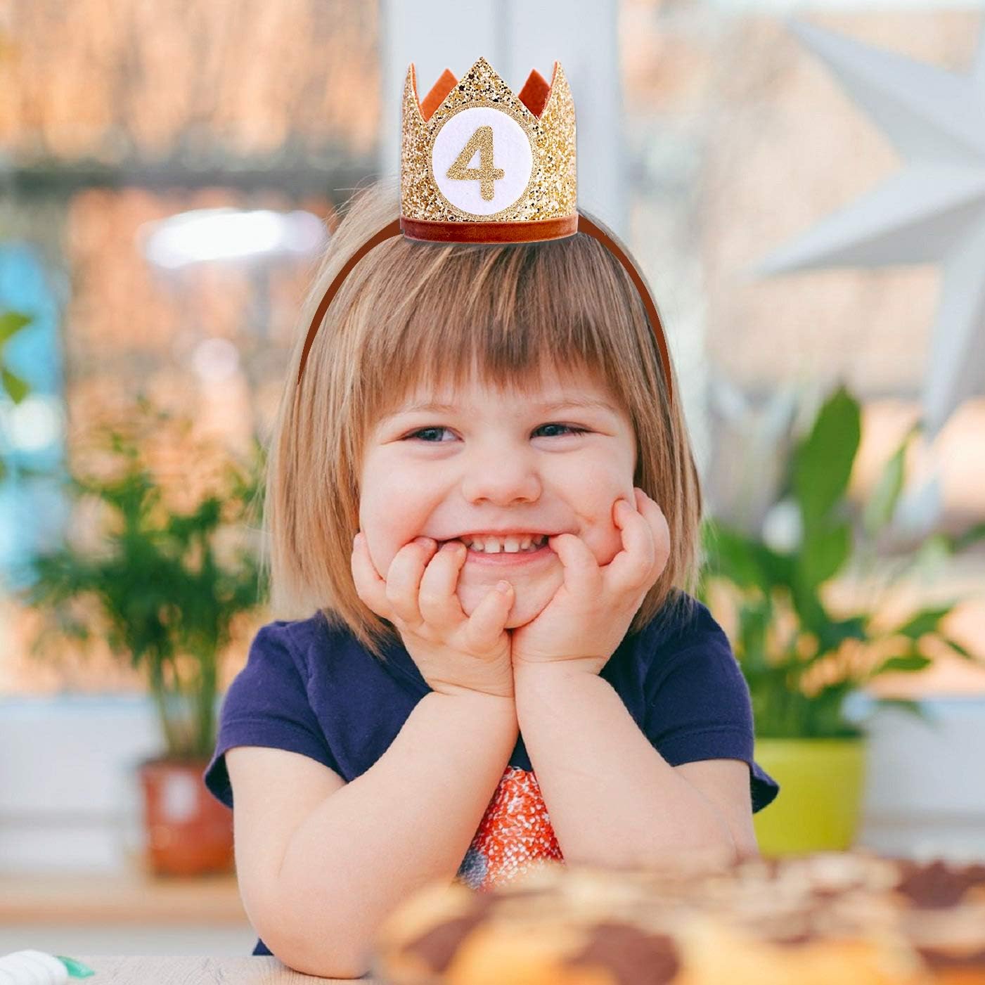 Baby Crown for 4st Birthday - Fourth Birthday Party Decoration, Glitter Crown Hat