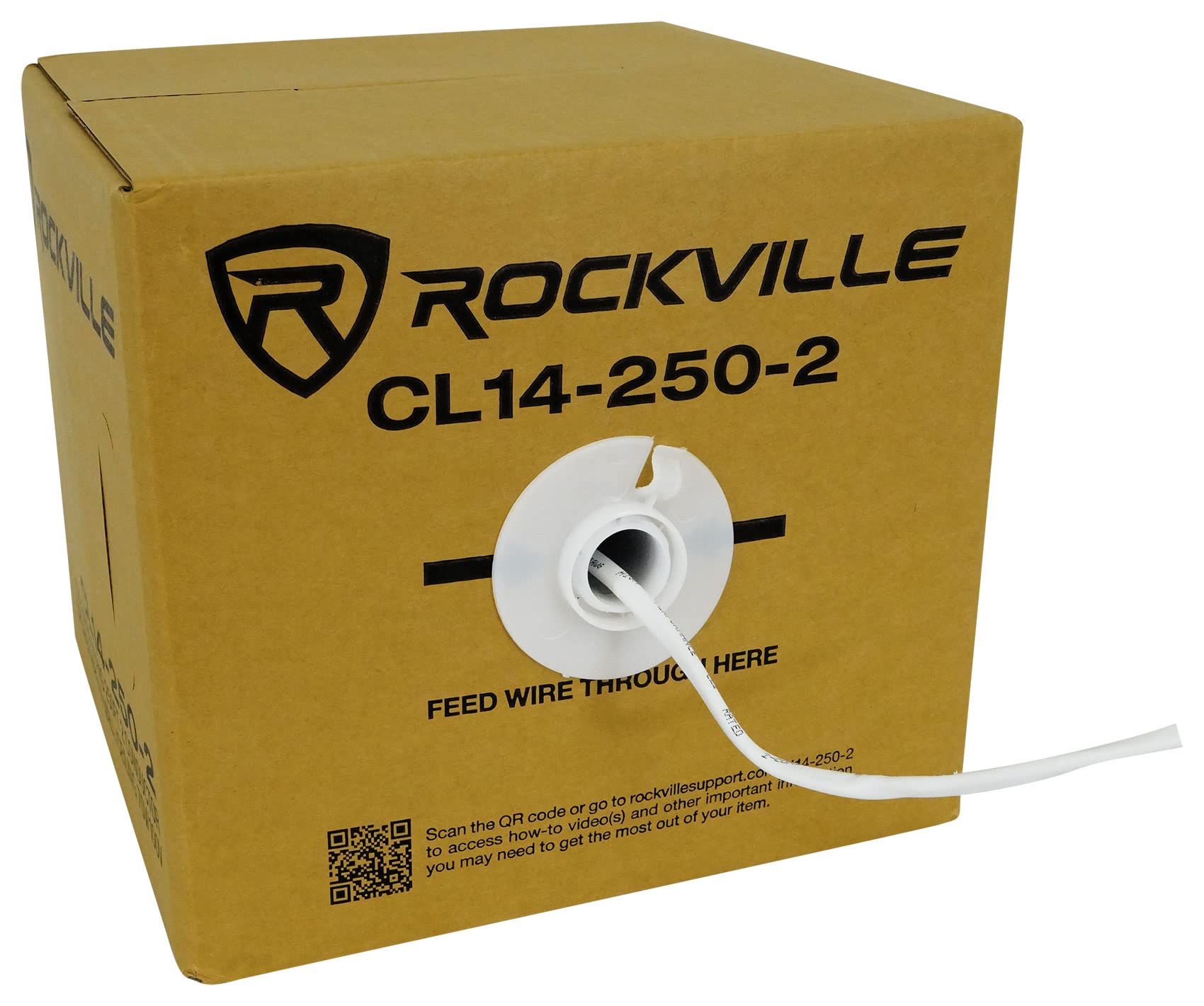 Rockville CL14-250-2 14AWG 250ft Speaker Wire, CL2 Rated In-Wall, Oxygen-Free Copper, Flexible Jacket, 70V/100V Compatible, for Home Theater and