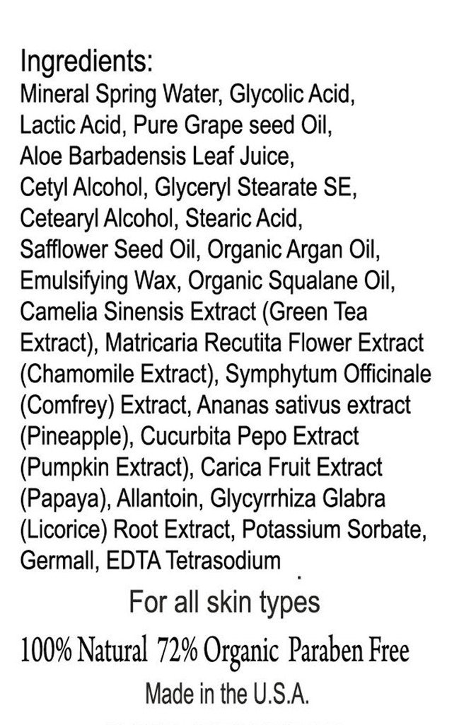 Skin Care Magic Lotion- 10% Glycolic 5% Lactic Acid Exfoliatingl Body Lotion w/Green Tea, Argan Oil, Papaya, Licorice.