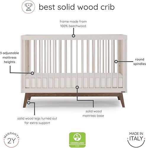 Miniatura 4 de dadada Baby Soho - Cuna convertible de madera 3 en 1 para cama infantil, fabricada en Italia, certificado GREENGUARD Gold, acabado seguro para