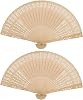 KIPTVO 2PCS Hand Fan Folding, Wooden Hand Fan, Wooden Fans Handheld, Wedding Hand Fans, Handheld Hollow Fan, Vintage Festival Fan, for Home Weddings Decor DIY Birthdays