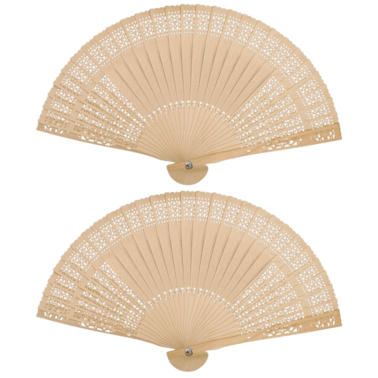 KIPTVO 2PCS Hand Fan Folding, Wooden Hand Fan, Wooden Fans Handheld, Wedding Hand Fans, Handheld Hollow Fan