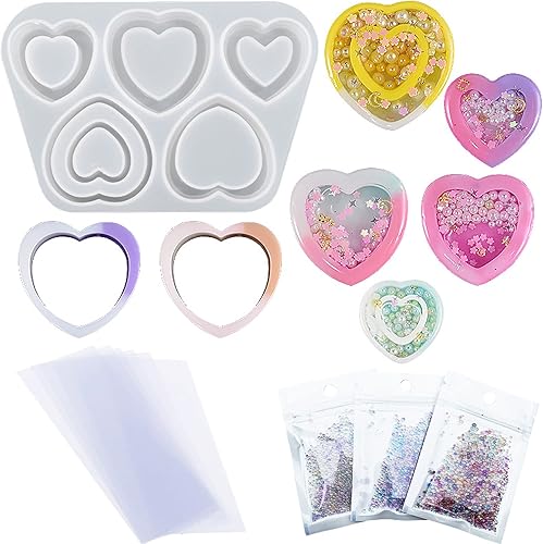 Yayatty Moldes de resina agitadora moldes de silicona de 10 cavidades de carillón de viento de arena movediza moldes de resina epoxi con hojas de