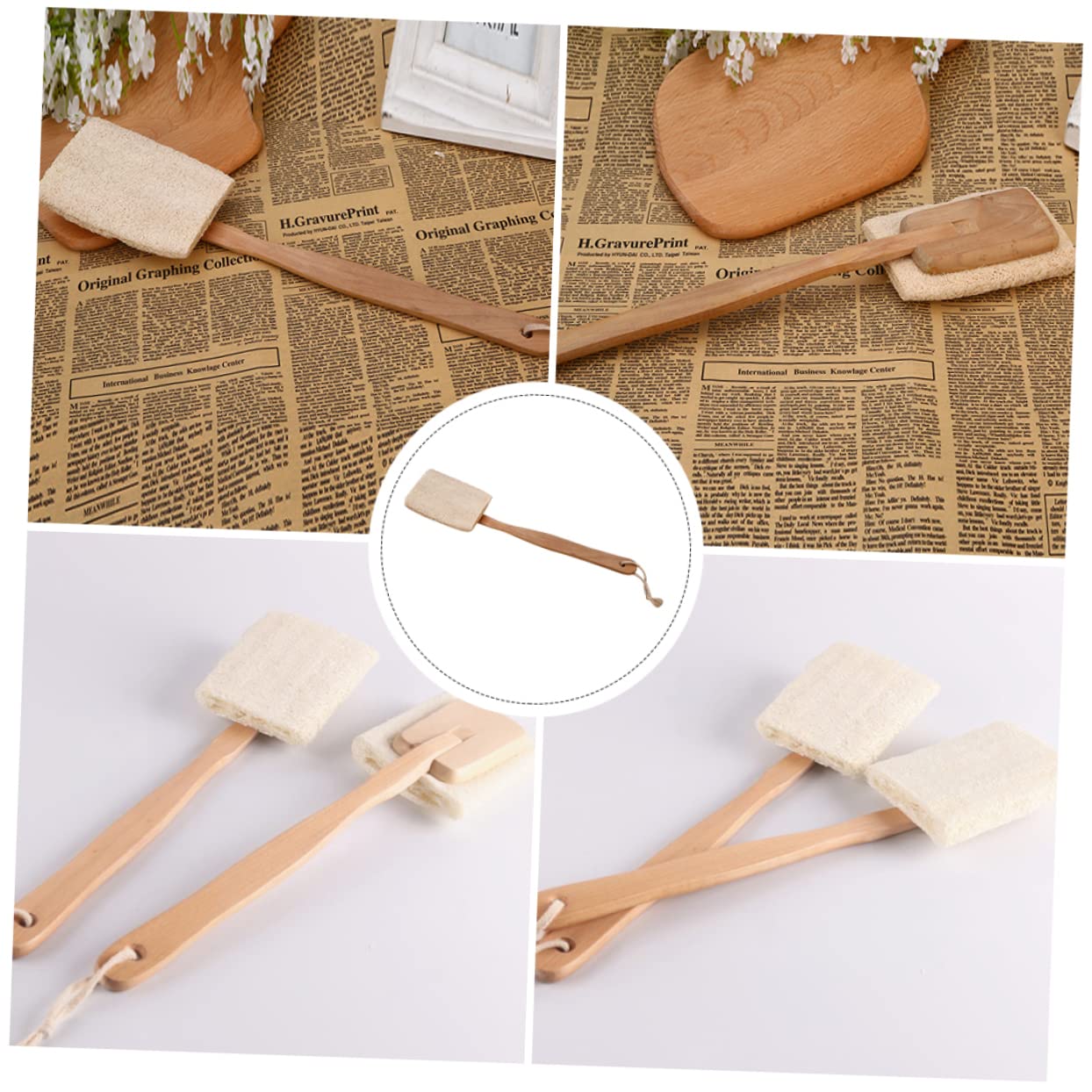 FOMIYES 2 Cepillos de con Mango Exfoliante Cepillo de Baño Cepillo de Spa Cepillo de Espalda Beige