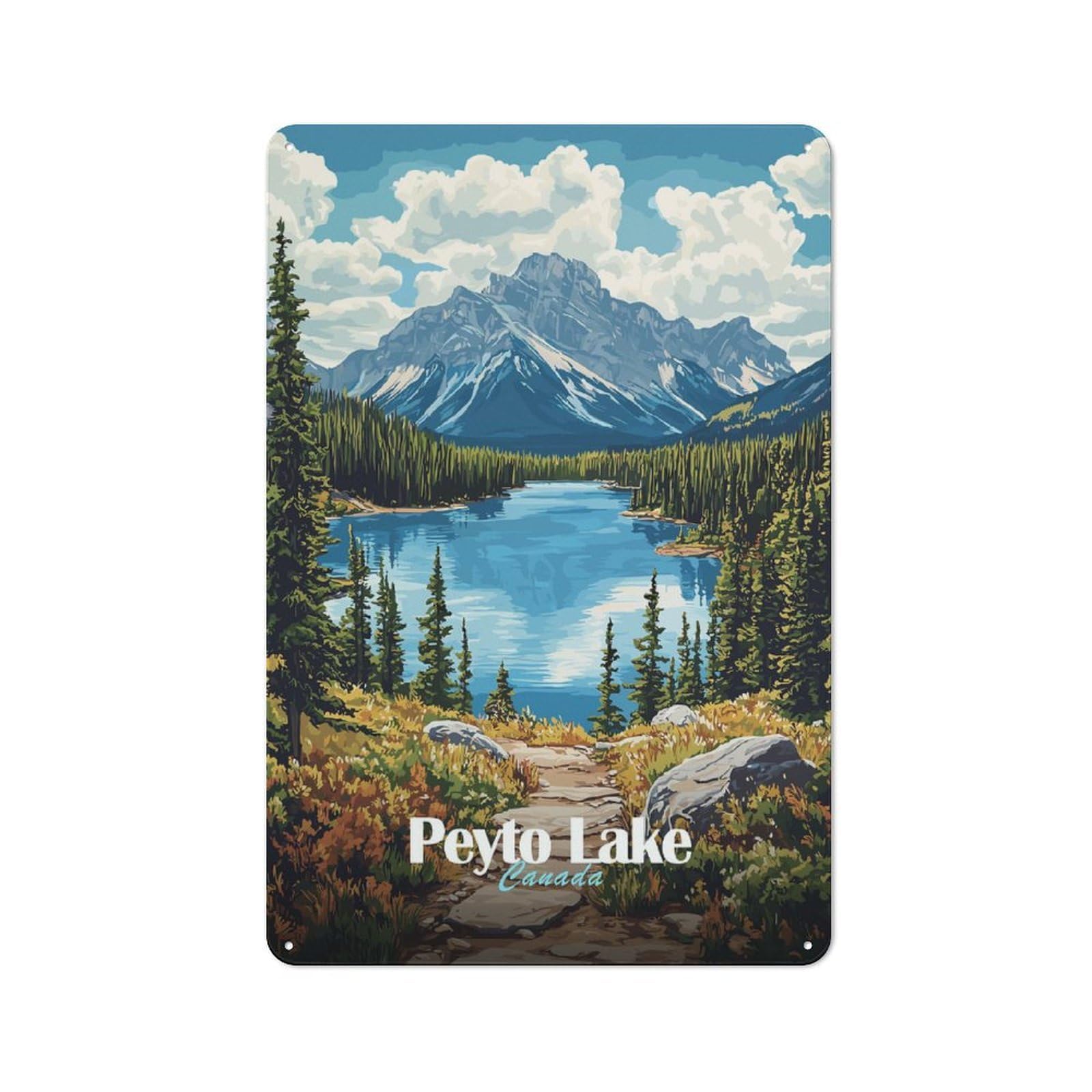 Creative Peyto Lake, Canada Tin Sign 30x20cm, Study Room Decor for Workspace, Cafe, Shop Or Desk Area
