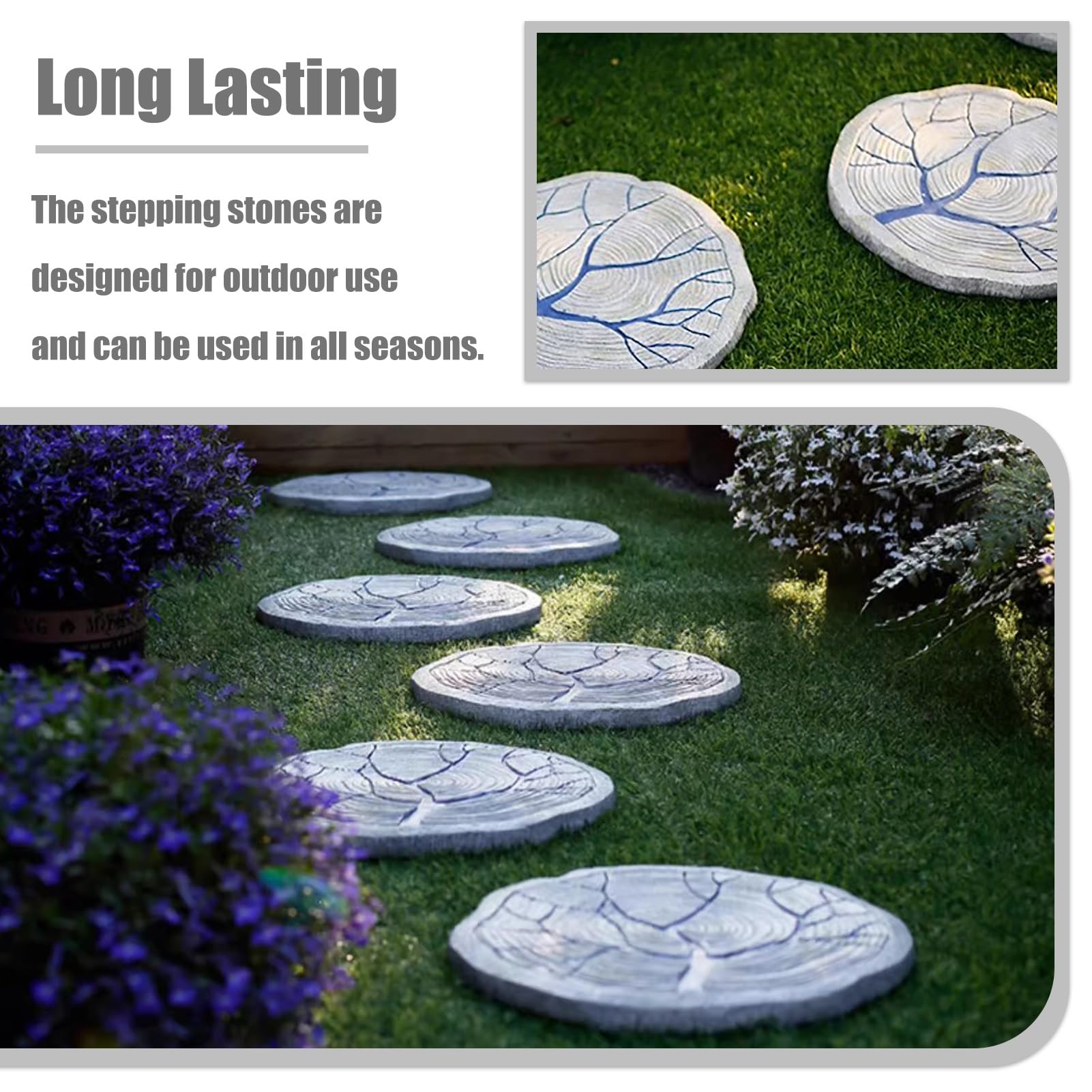 Pietre da Giardino Pietre per Passerella per Gradini Esterni 1 Pz 6 Pz, Kit Trampolino In Resina con Motivo ad Albero, Pietre per Lastricati Rustiche per Pavimentazioni del Cortile, Pietre Decorative(