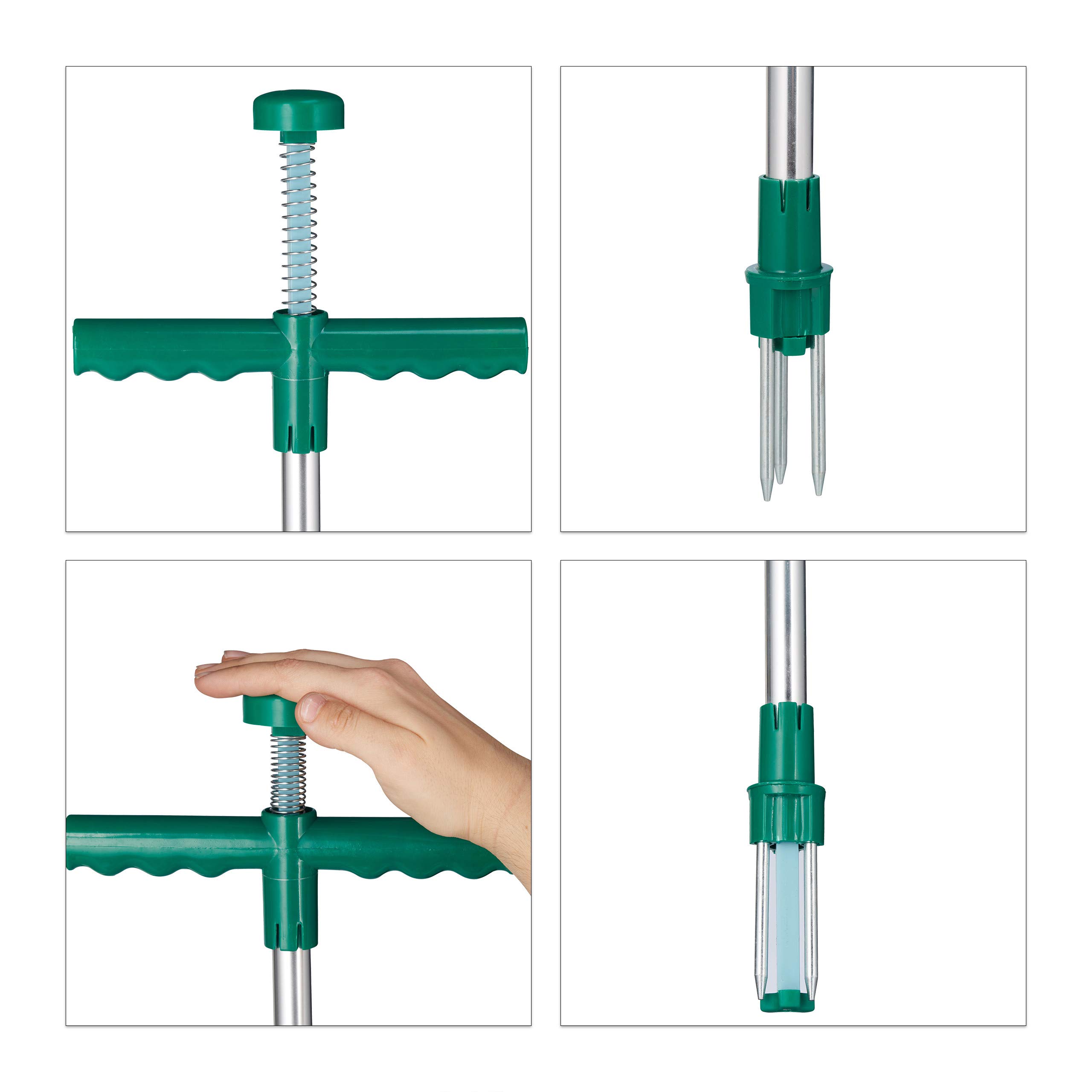 Relaxdays Estirpatore, Sarchiatore Manuale con Artigli in Acciaio a Molla, per Rimuovere le Erbacce, L 100 cm, verde