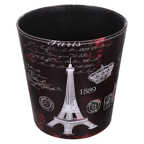 GANAZONO Cubo de basura de cuero vintage con diseño de torre para basura retro, papelera, papelera, papelera para baño, dormitorio, oficina, torre