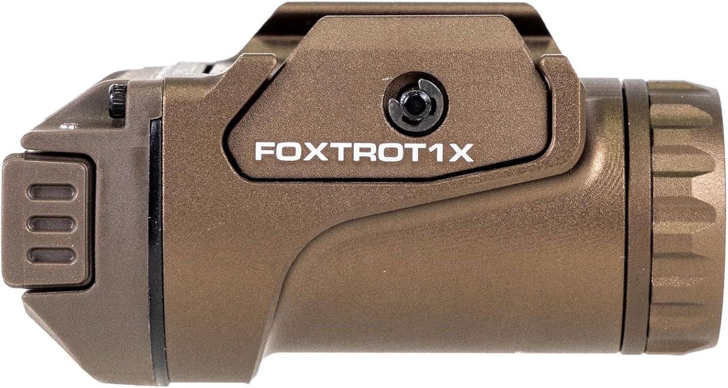 Sig Sauer Foxtrot1X 450 Lumens Compact Durable Tactical Rail-Mounted Handgun Flashlight with Ambidextrous Push-Button Side Switches, FDE