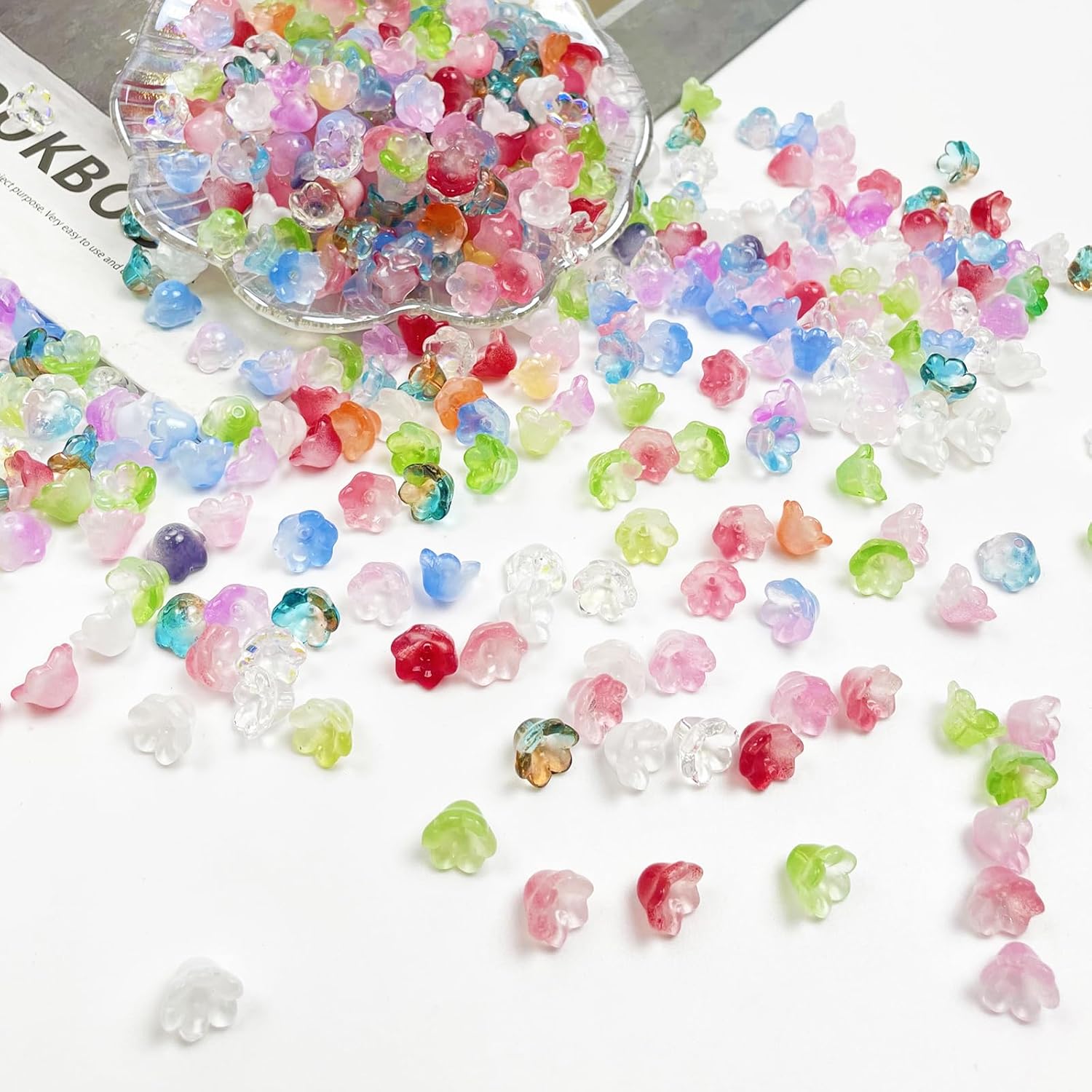 200PCS Glass Flower Beads Czech Glass Beads for Jewelry