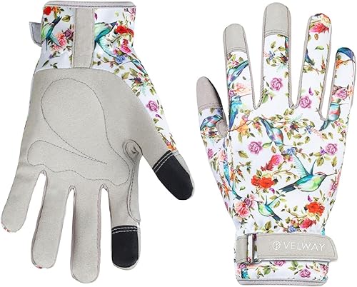 Velway Guantes de trabajo de jardinería para mujer, guantes de jardinería flexibles y transpirables, guantes protectores ligeros para pantalla