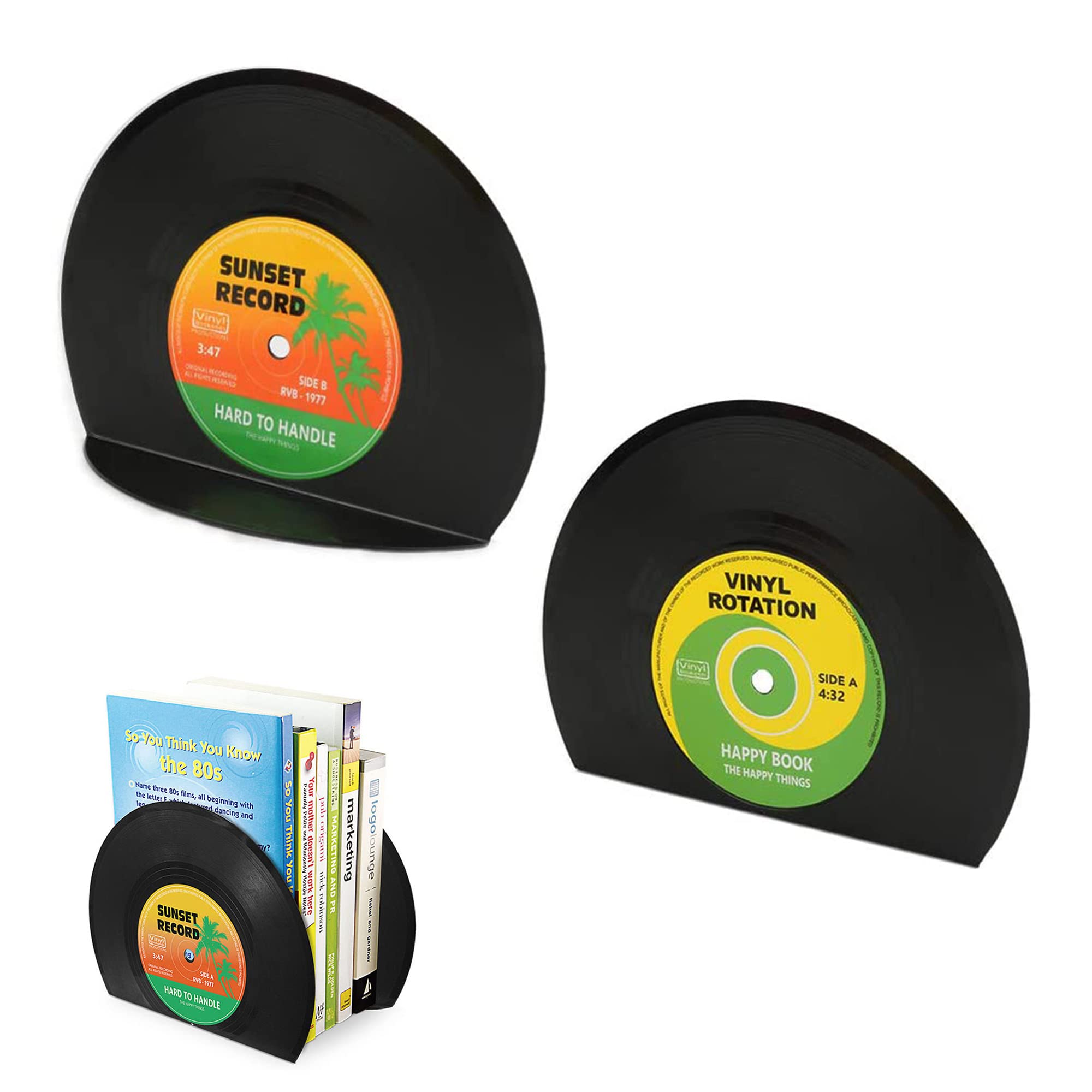 YZSZ 2 Piezas Soporte para Libros de CD de Estilo Retro Porta Libros para estantería de Escritorio Sujetalibros en Estilo Retro para Dormitorio Biblioteca Oficina Escuela Suministros de papelería