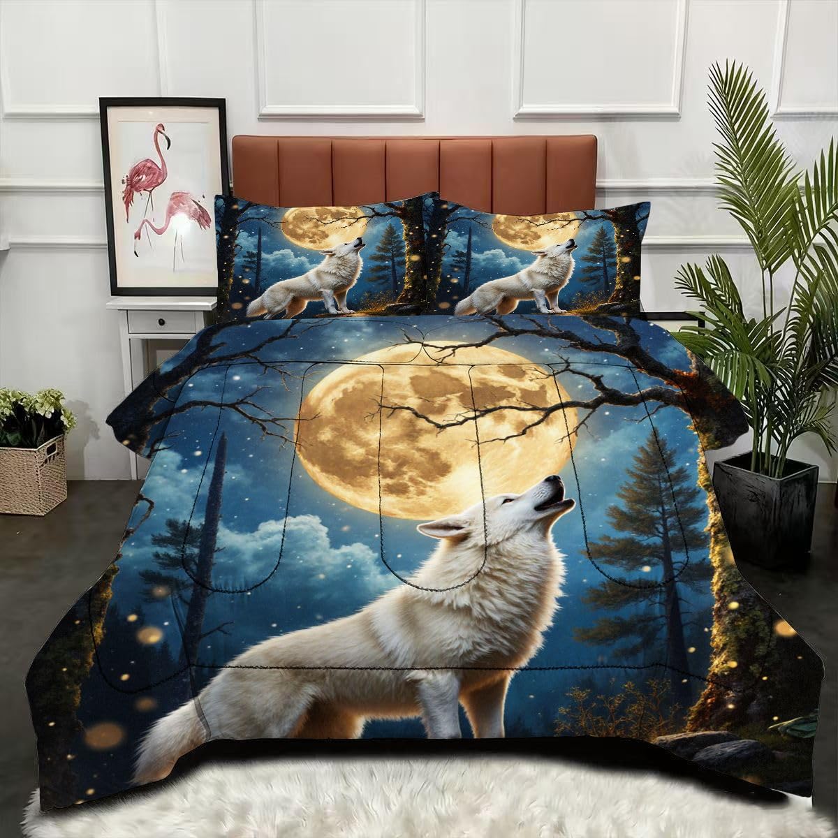Couette loup 3D 220x240 parure sans housse pour en finir avec la corvée de lit