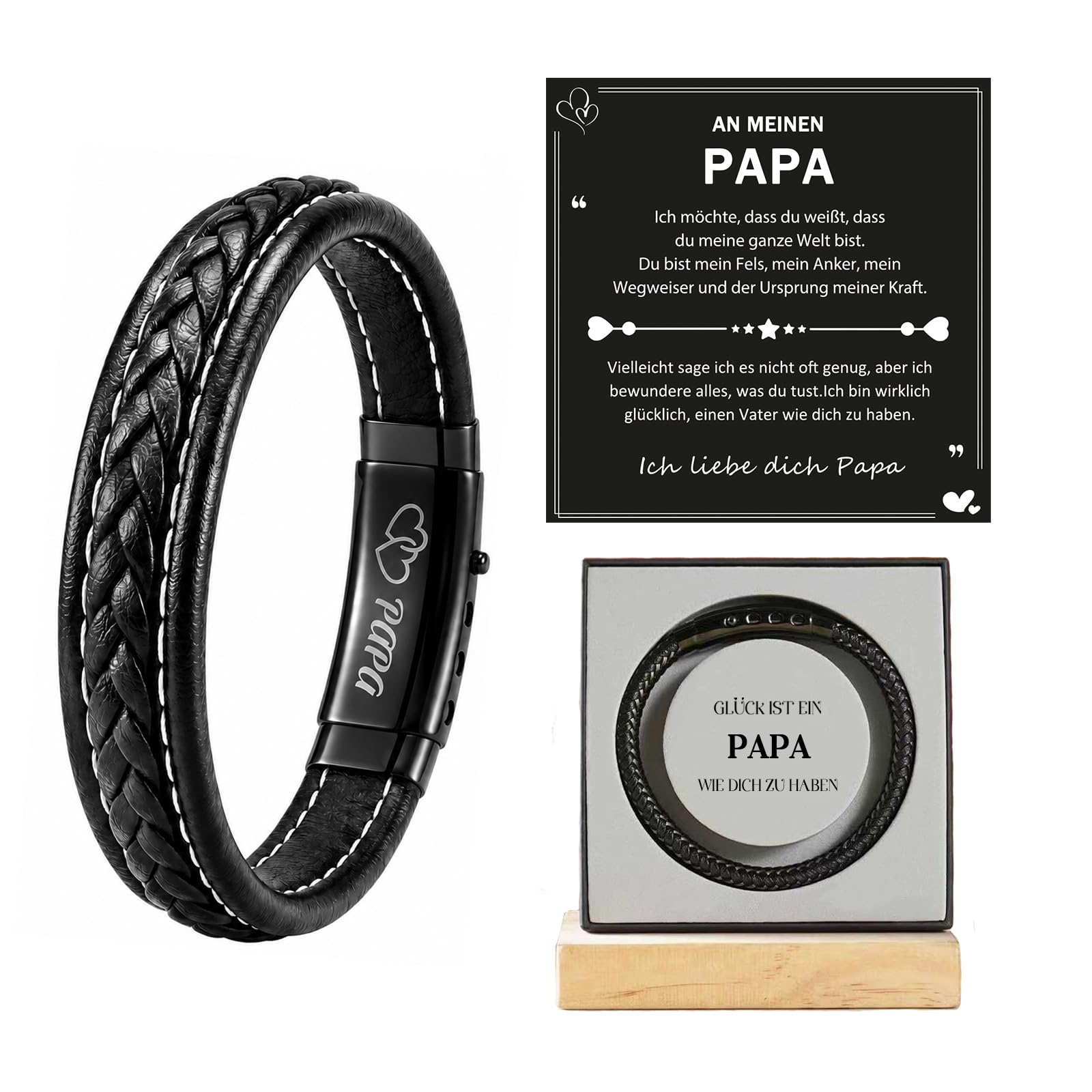 Lueaurra Vatertagsgeschenk Geburtstagsgeschenk Weihnachten für Papa – Geschenk für Papa – Herren Lederarmband für Vater
