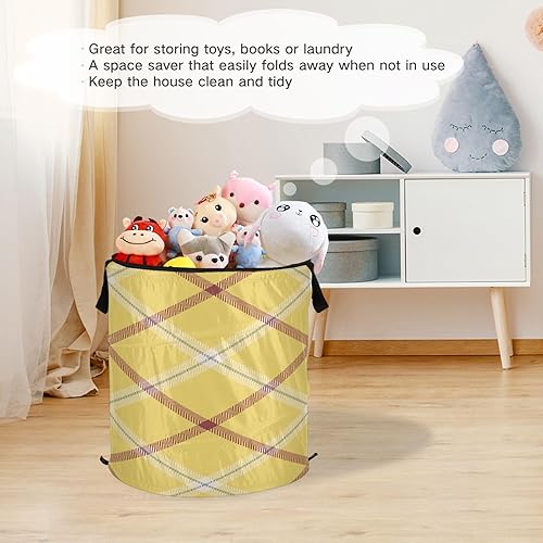 Miniatura 6 de lid Decorativas collapsable pantry baskets for sweater Plaid Tartan Check Scotland Yellow,closet organizador para ropa