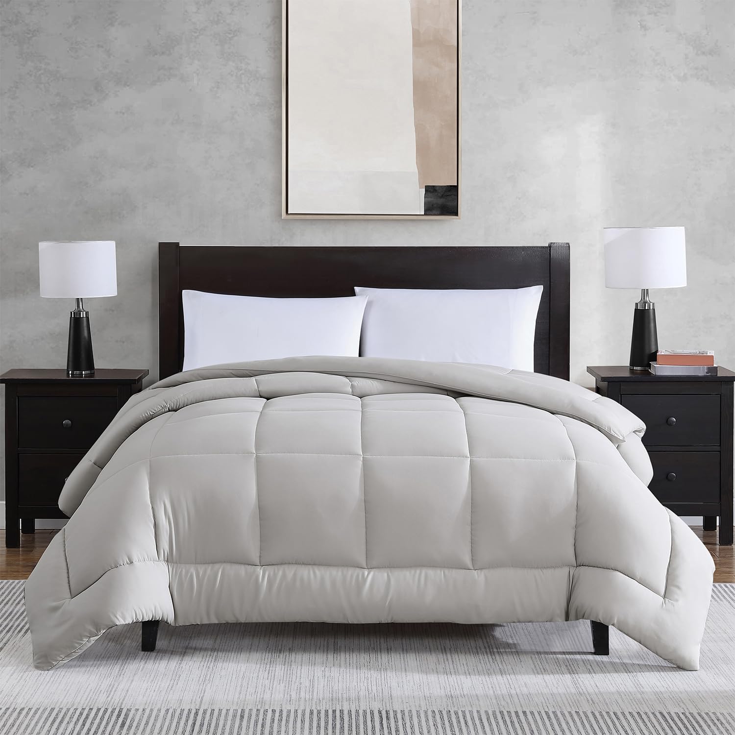 Perry Ellis Portfolio - Comforter, Down Alternative Quilted Bedding, Dorm Room Essentials, Quilted Inspired Room Decor (All Season Pumice Taupe, Twin/Twin XL)