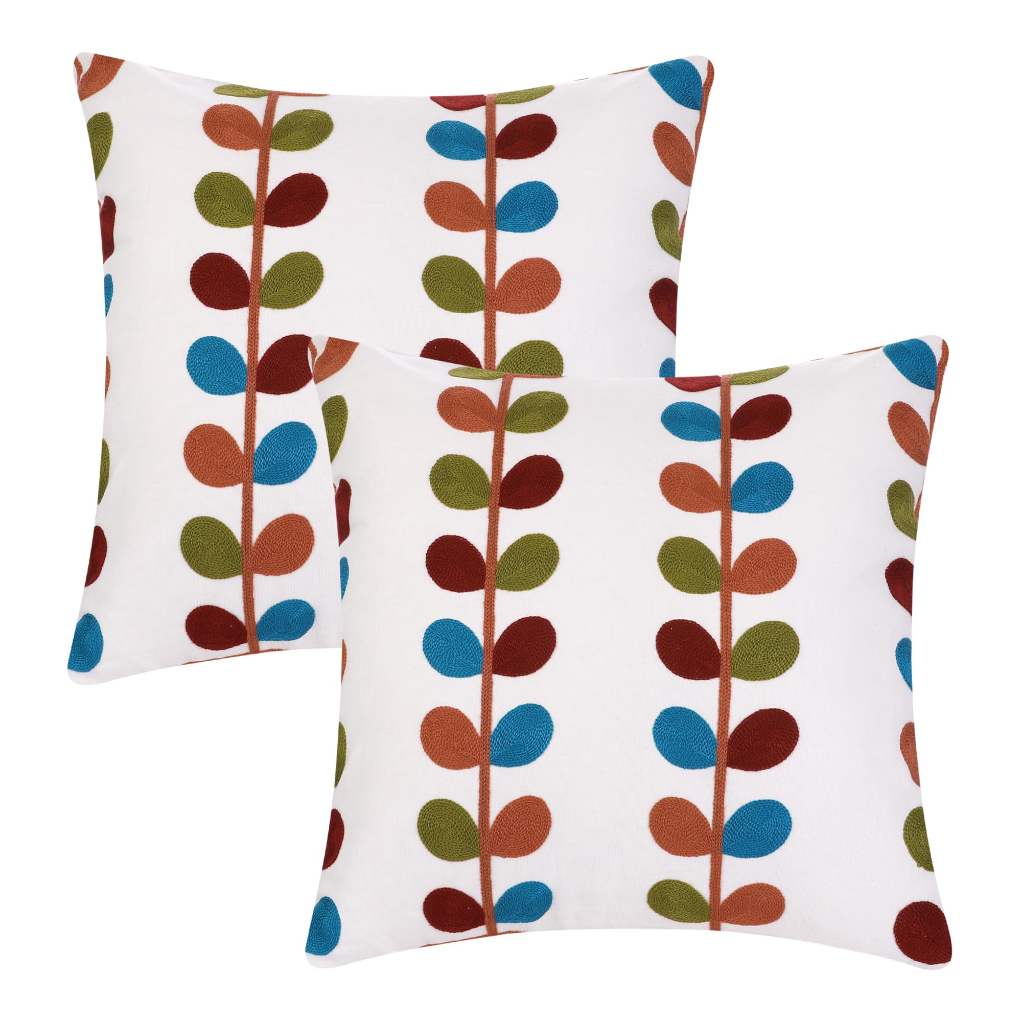 Housses de coussin brodées uxcell à motif floral avec fermeture éclair invisible, 2 pièces