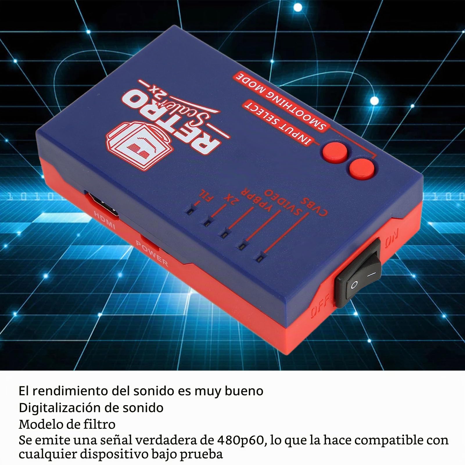 Srliya Convertidor Retroscaler2x AV a HDMI, Adaptador de Juego Retro 480p a TV, Duplicador de Señal, Excelente Rendimiento de Sonido