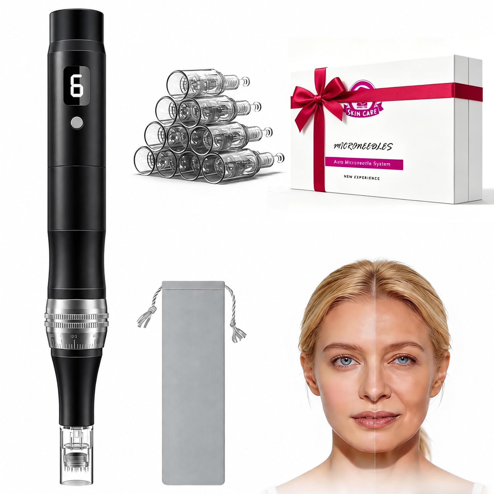 Microneedling Pen - Penna a rullo Derma Microneedle per uso domestico, 0,25