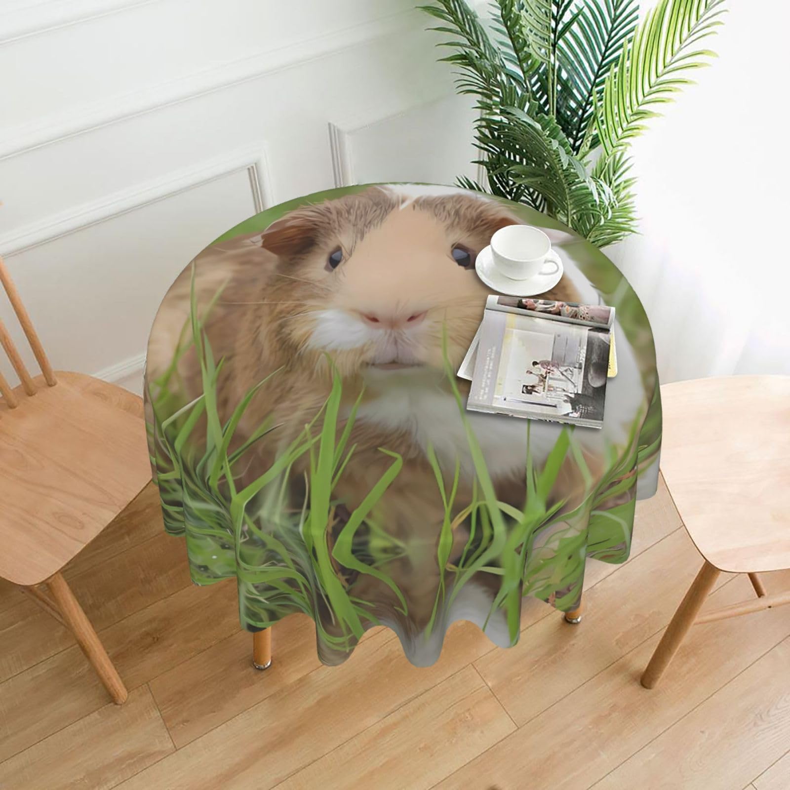 ZHAOUR Cute Guinea Pig Print Round Washable Tablecloth – Table Cover