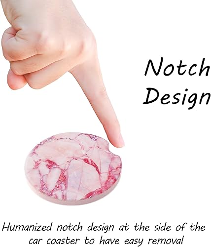 Miniatura 7 de AD Juego de 6 posavasos redondos absorbentes de cerámica con muesca de dedo para una fácil extracción, base de corcho para accesorios de portavasos