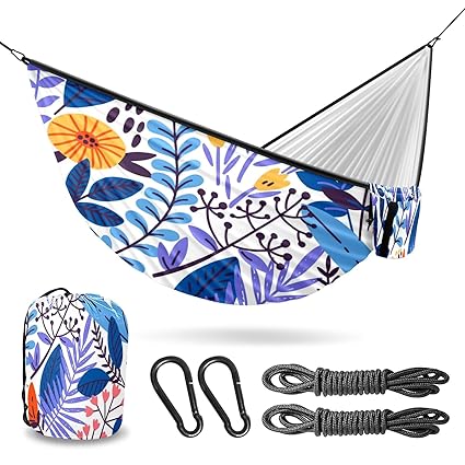 Counullo Hammock Double & Single Portable Hammocks with Storage Bag Travel Camping Beach Hiking Backpacking Patio Backyard-Indoor Outdoor Gear Leaves Flowers