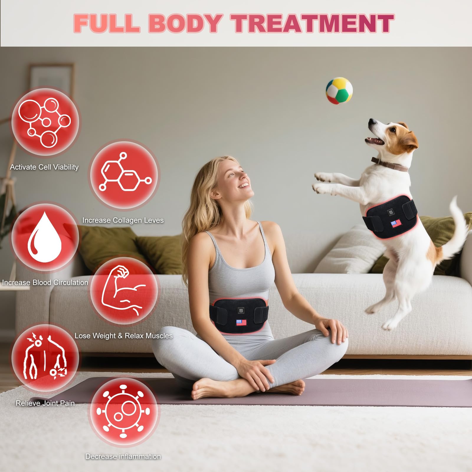 Red-Light-Therapy-for-Body,2025 Upgraded 4 Modes Near Infrared Light for Body Pain Relief,60 Dual-Wave(660nm & 850nm) LEDs,Multi-Mode Customization,Premium Leather(12.4" x 6.1")