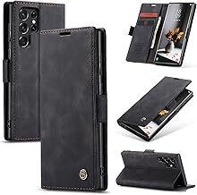Coque pour Samsung Galaxy S22 Ultra Pochette, Etui Protection Housse Premium en Cuir PU,Etui à Rabat Pochette de Portefeuille Étui pour Samsung Galaxy S22 Ultra 5G Case, Noir