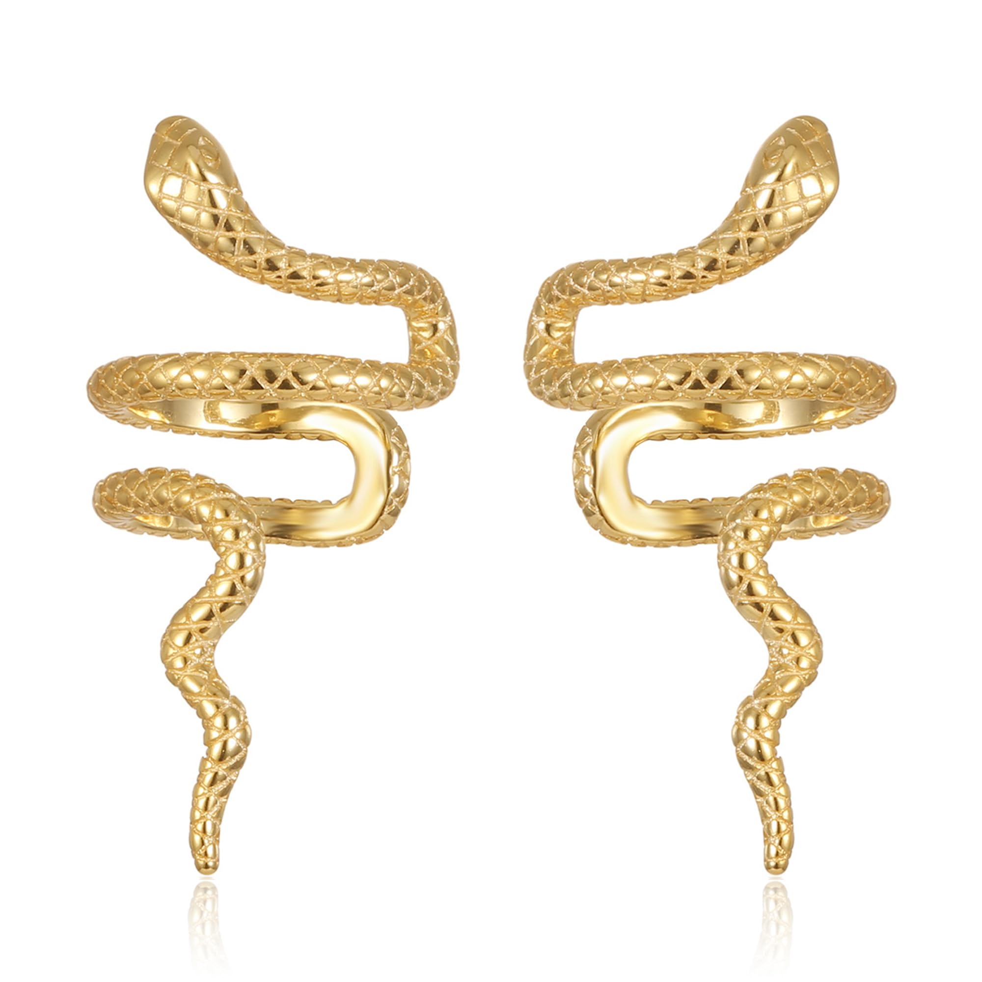 T-ztoss Gold Punk Snake Cuff Wraps Crawler Climber Studs Earrings for Women Dainty Cartilage Piercing Statement Jewelry