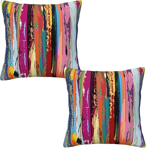 Miniatura 17 de Fundas de almohada decorativas con rayas rojas y negras abstractas, 16 x 16 pulgadas, juego de 2, funda cuadrada de cojín gris para sofá, cama