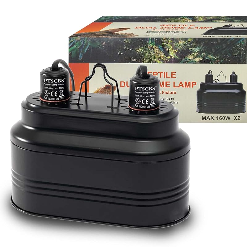 Luminária dupla para terrário com soquetes cerâmicos E26 PTSCBS, interruptores independentes e 160 W