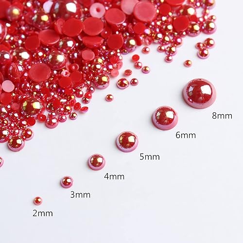 Miniatura 4 de Tamaños mixtos de 0.316 a 0.315 pulgadas, 1000 cuentas de imitación de media bola con parte trasera plana, cuentas sueltas, gemas para álbum de