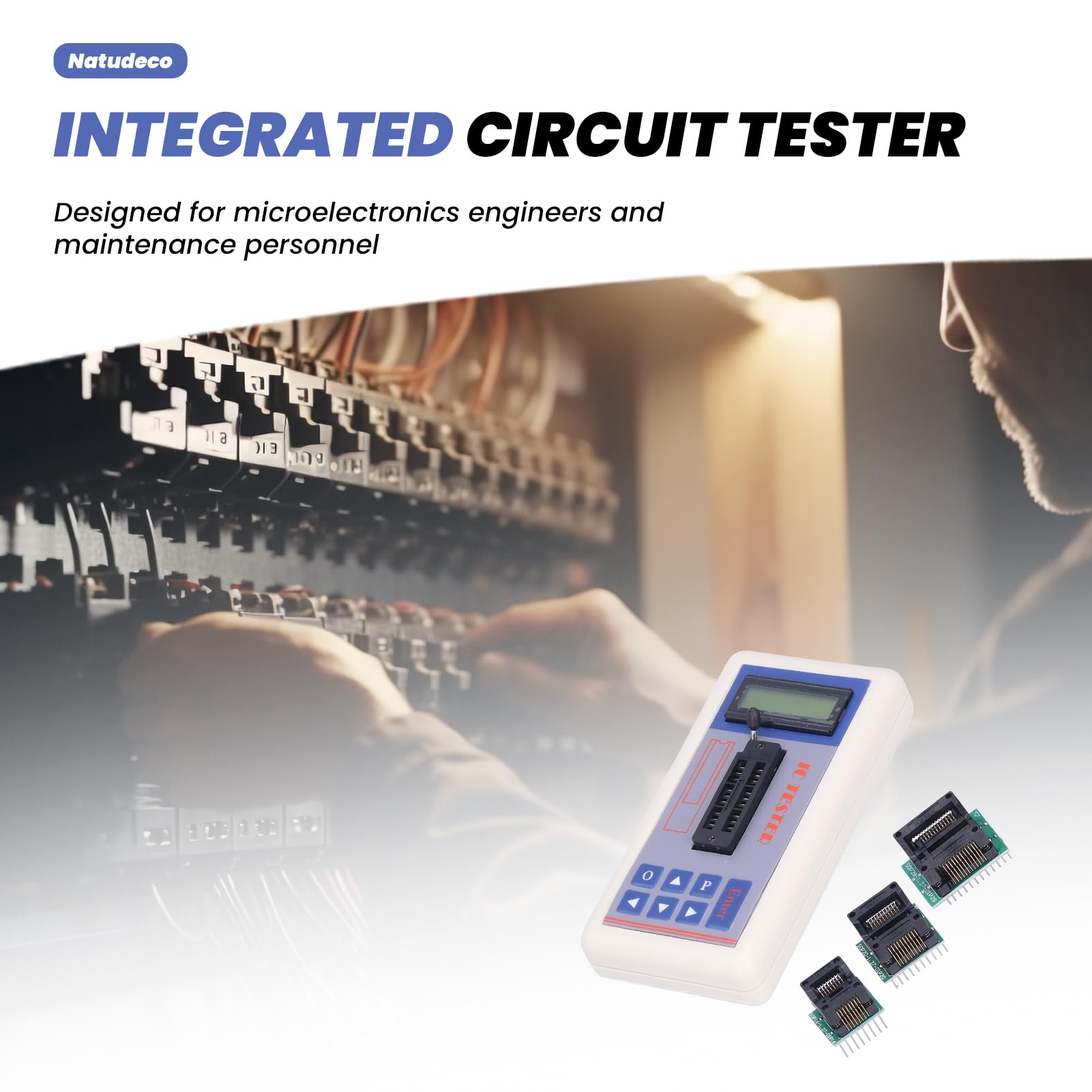 TSH‑06F Tester Per Circuiti Integrati, Misuratore di Transistor IC con Modalità AUTO da 5 V 3,3 V Misuratore di Transistor Intuitivo Per Ingegneri di Microelettronica(Con terminali)