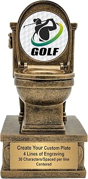 Decade Awards Action Pedestal Gold Toilet Bowl Trophy - Custom Engraved Last Place Award with Optional Lid Inserts - Customize Now 7 Inch