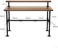 Vista 2 de MUZIK Industrial Pipe Table Legs Set - Iron-Cast Finish Piping for Wooden Computer Desk, Office, Home, Rustic Furniture - for DIY Decor with 6-Inch