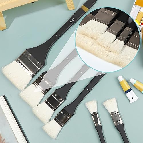 Miniatura 3 de EORTA Juego de 6 pinceles planos de pintura artística de varios tamaños, pinceles de pintura de lana, juego de pinceles para acrílico, óleo,