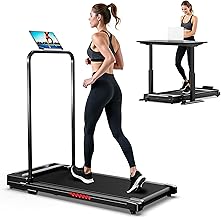 Folding Treadmill Walking Pad Foldable - Treadmills with Handle for Home Office Under Desk Running Machine Portable Compact Flat Mini Small Fold Away Motorised Slim Walking Pad Use Indoor