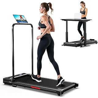 Folding Treadmill Walking Pad Foldable - Treadmills with Handle for Home Office Under Desk Running Machine Portable Compact Flat Mini Small Fold Away Motorised Slim Walking Pad Use Indoor - Amazon product rated Grade A