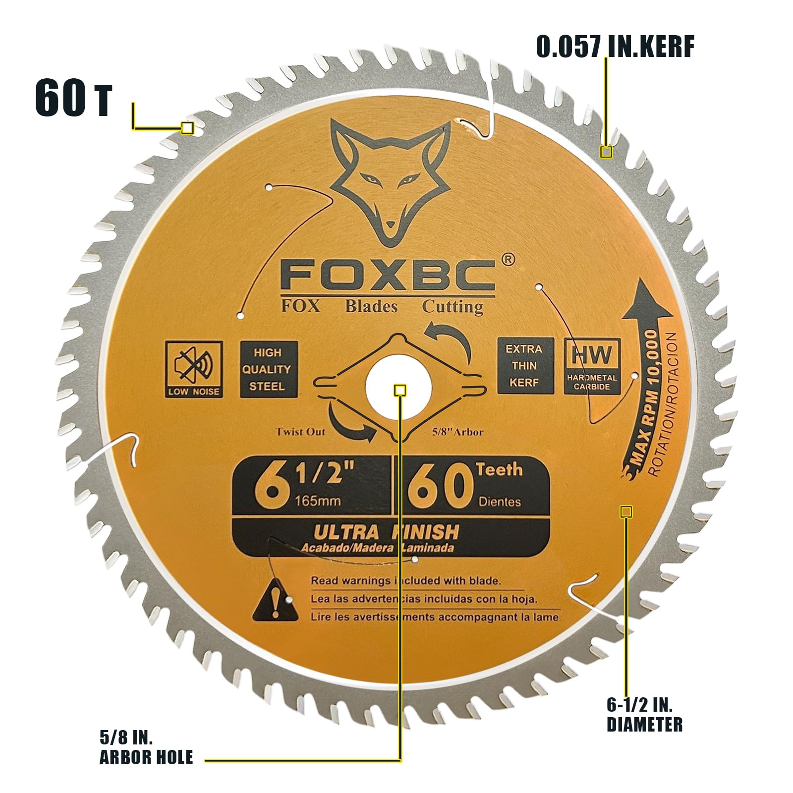 Snapklik.com : FOXBC 6-1/2 Inch Circular Saw Blade Ultra Fine Finish 60 ...