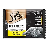 Sheba Delicatezze - Cibo umido per gatti, selezione di uccelli in gelatina