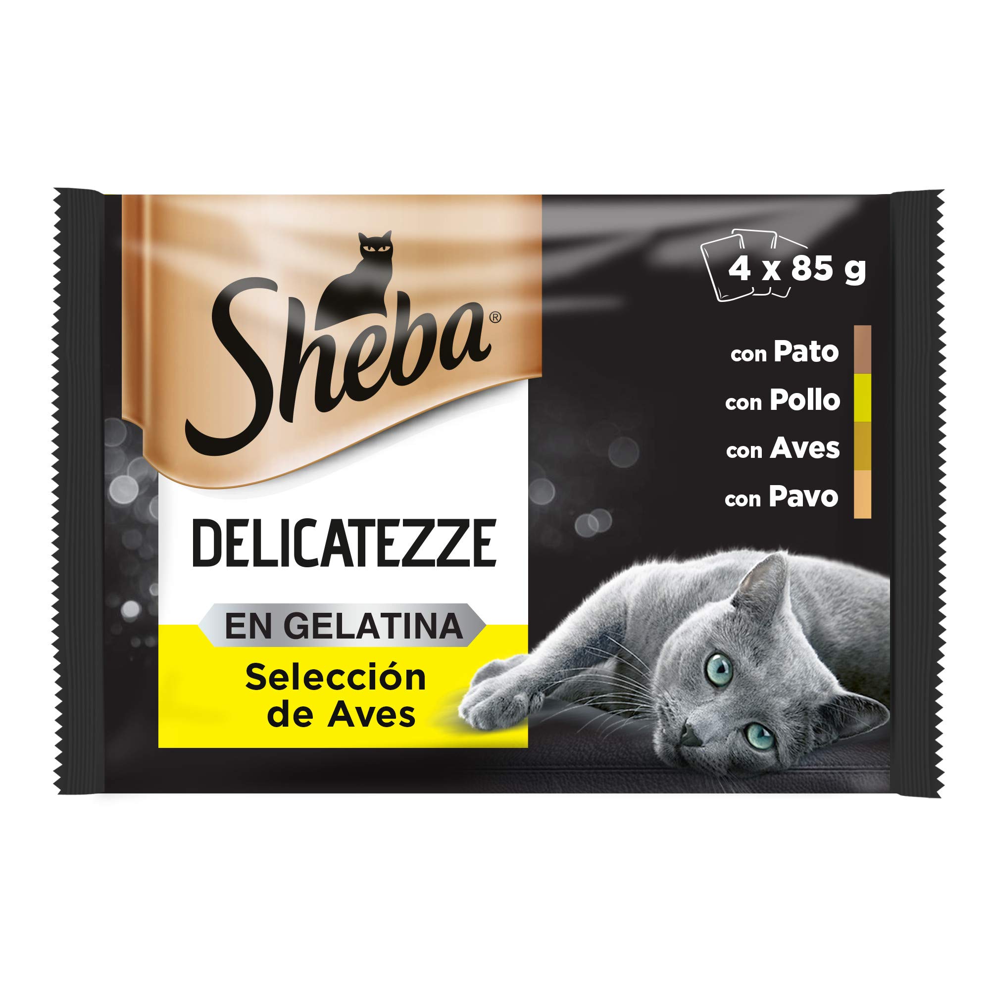 Sheba Delicatezze mokra karma dla kotów, wybór galaretki ptaków, ryby, opakowanie zbiorcze (13 pudełek x 4 saszetki x 85 g)