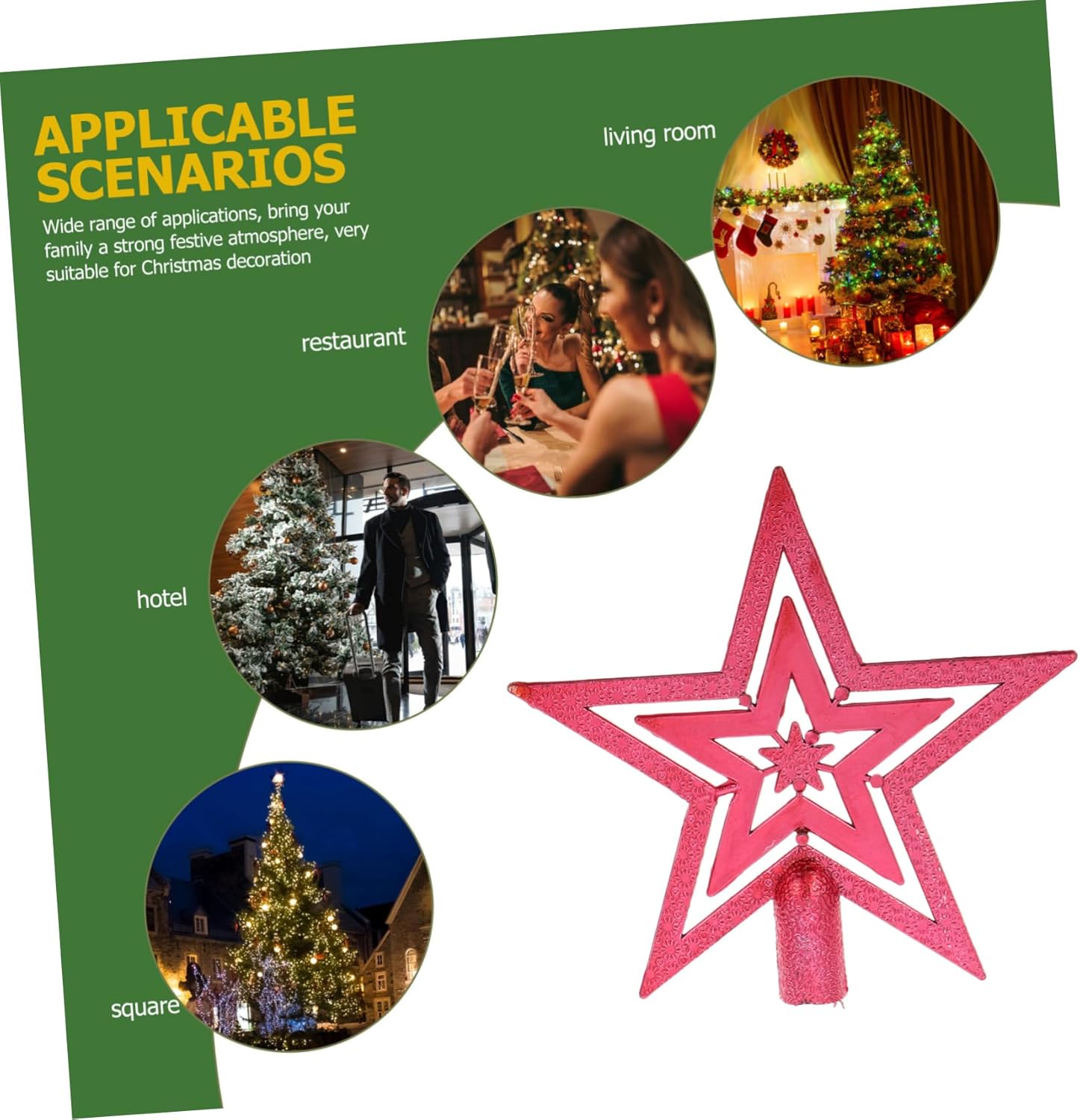 Red Christmas Tree Topper Star Lightweight Treetop Decoration Impeccable Craftsmanship for Holiday