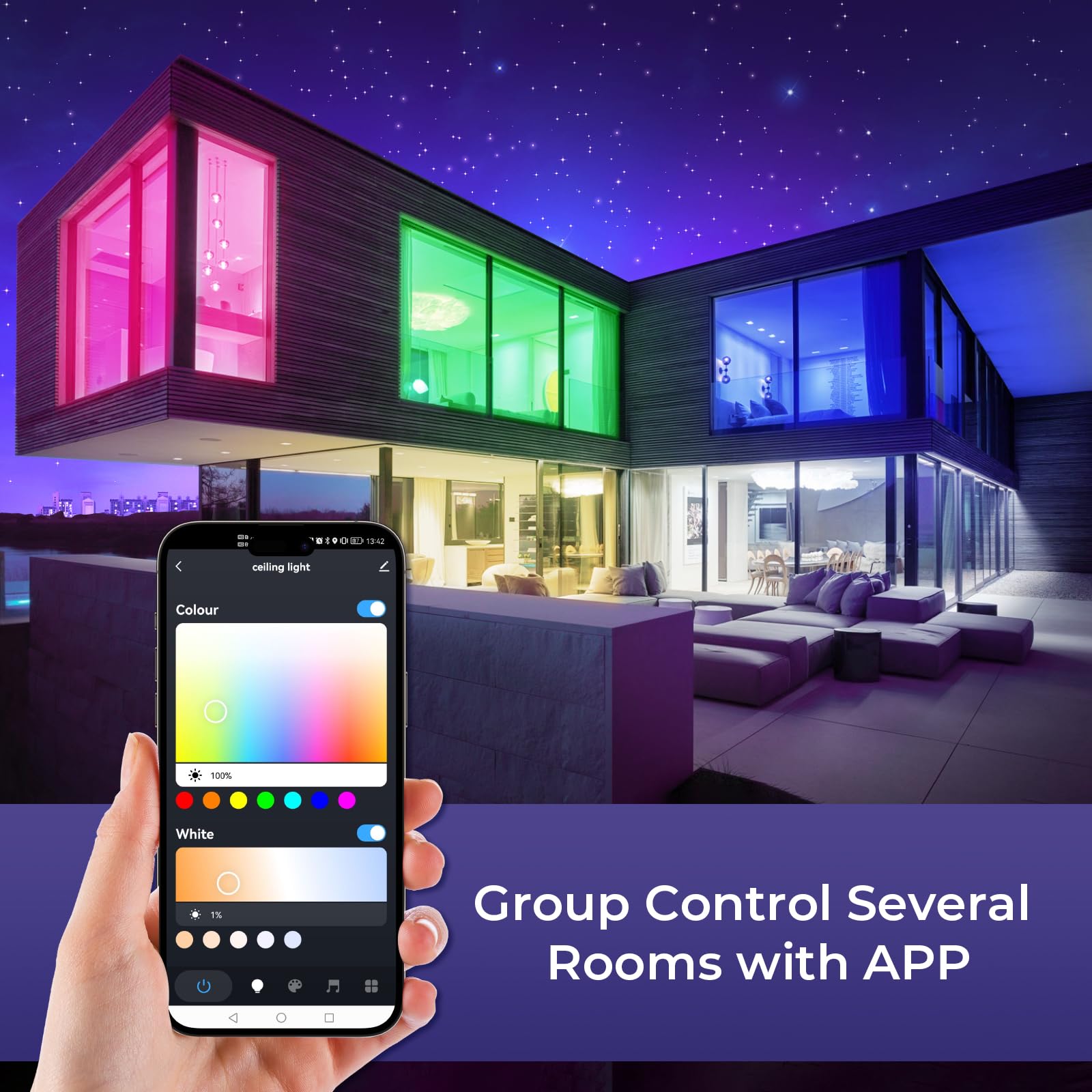 Plafoniera LED Soffitto RGB, Intelligente Lampada LED Soffitto Dimmerabile, Compatibile con Alexa Google Hom, Lampadario con 16 Milioni Colori per Camera da letto, Soggiorno, Bagno, 28W, 2800LM, 30CM