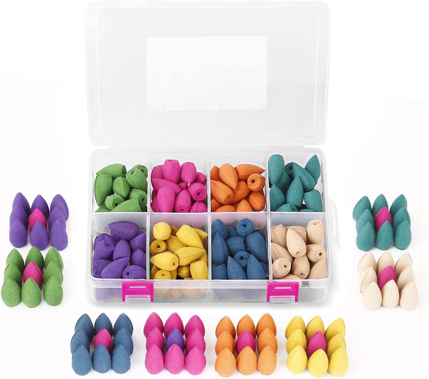 140PCS 8 Mixed Natural Scents Backflow Incense Cones Gift Package Ideal for Spa Yoga Meditation, Aromatherapy