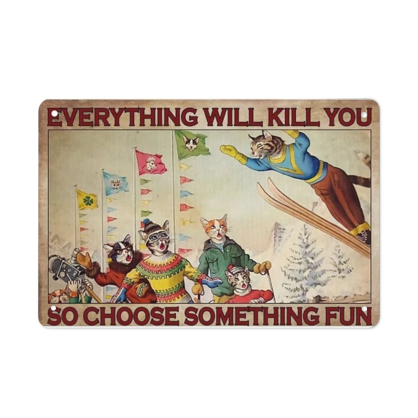 AOOEDM Ski So Choose Something Fun Wall Metal Tin Sign for Home Bar Pub Kitchen Wall Art Deocr Man Cave Vintage Metal Sign Poster Plaque Signs Quotes Sign