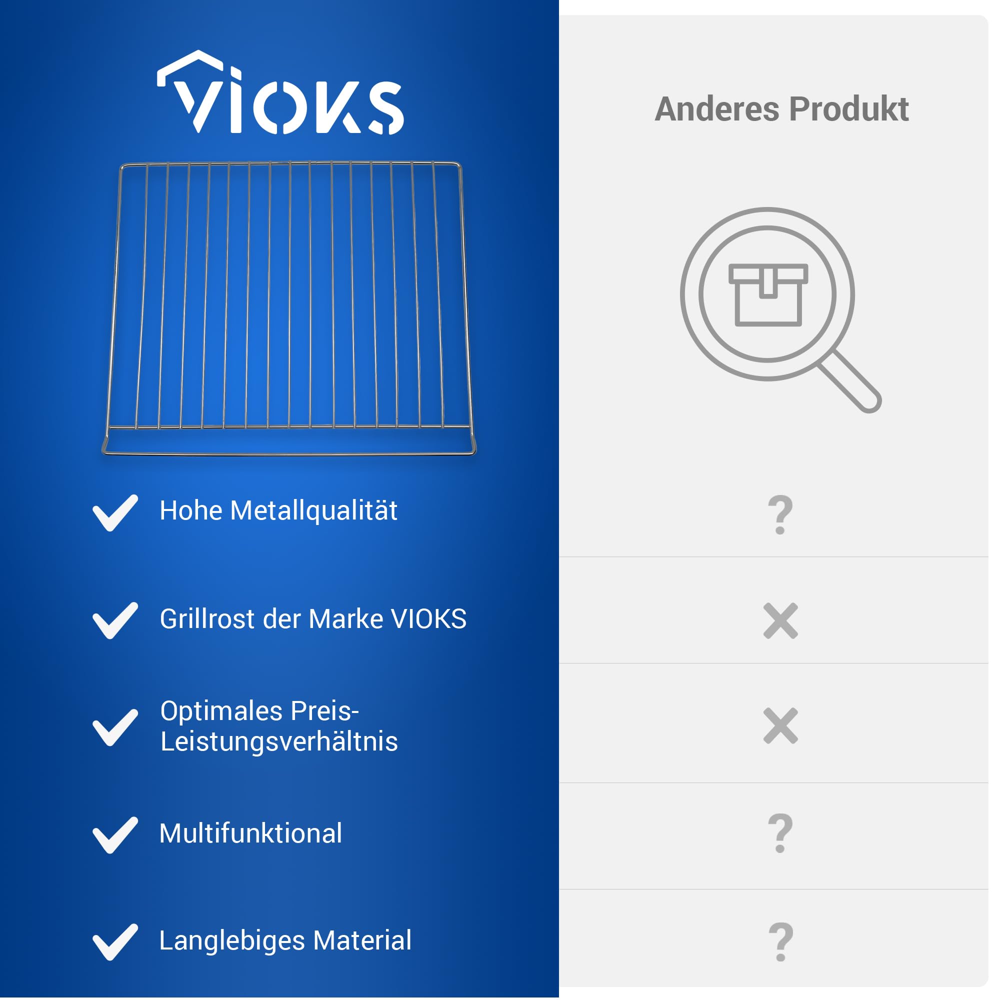 VIOKS Grillrost Backofen Ersatz für AEG Elеctrolux Juno Zanussi 3546220033 | Backofenrost Gitter Ofenrost Grillgitter Backrost Bratrost Ofengitter Gitterrost, ersetzt 354622003/3, 420x350mm, für Herd
